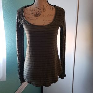 Free People Distressed Long Sleeve Top